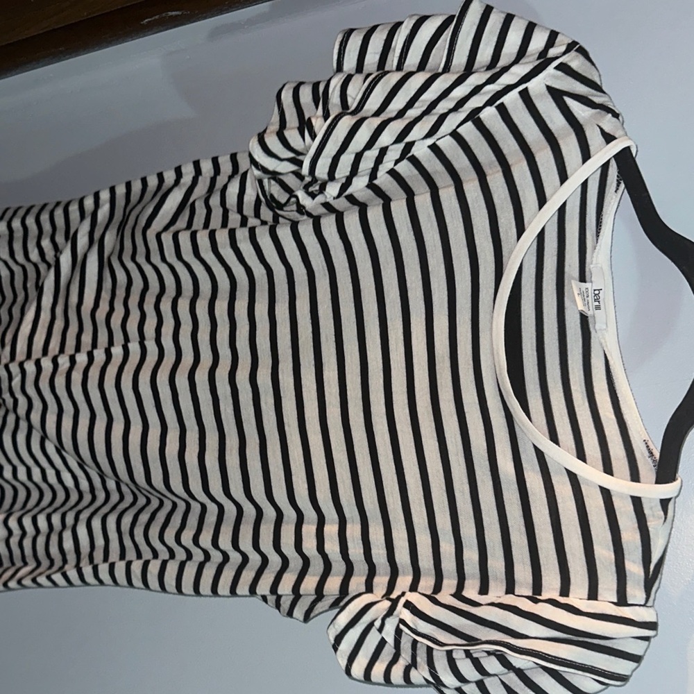 Bar III Black and White Striped Short Sleeve Tee